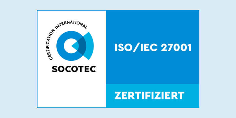 Siegel von Socotec für ISO27001-zertifizierte Datensicherheit für deine Maklerhomepage
