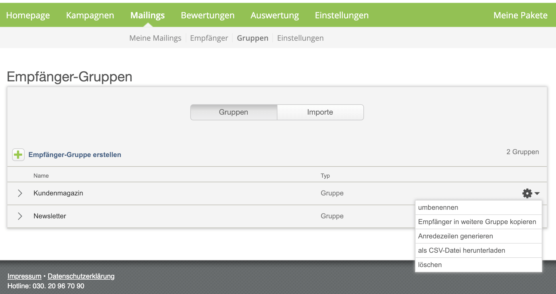 Empfängergruppe Empfängergruppe